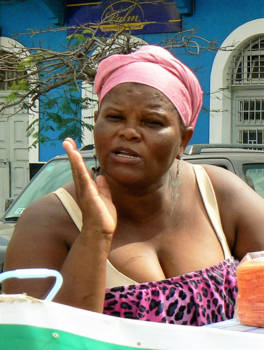 Mindelo op São Vicente - bloedworst verkoopster