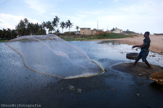 Ghana - Visser gooit zijn net uit, "Cape Coast"