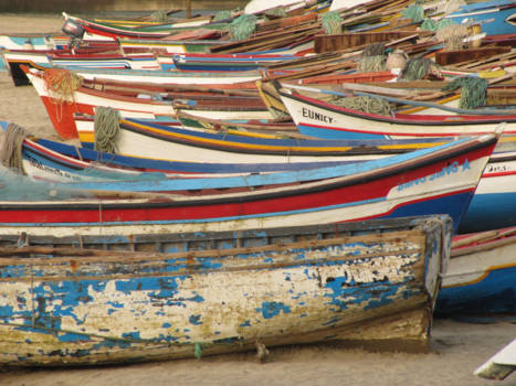 Kaapverdië - Vissersbootjes, Tarrafel - eiland Santiago (Kaap Verdië)