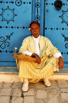 Tunesië - Bloemenverkoper in Sidi Bou Said