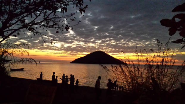 Malawimeer - Sunset at lake Malawi